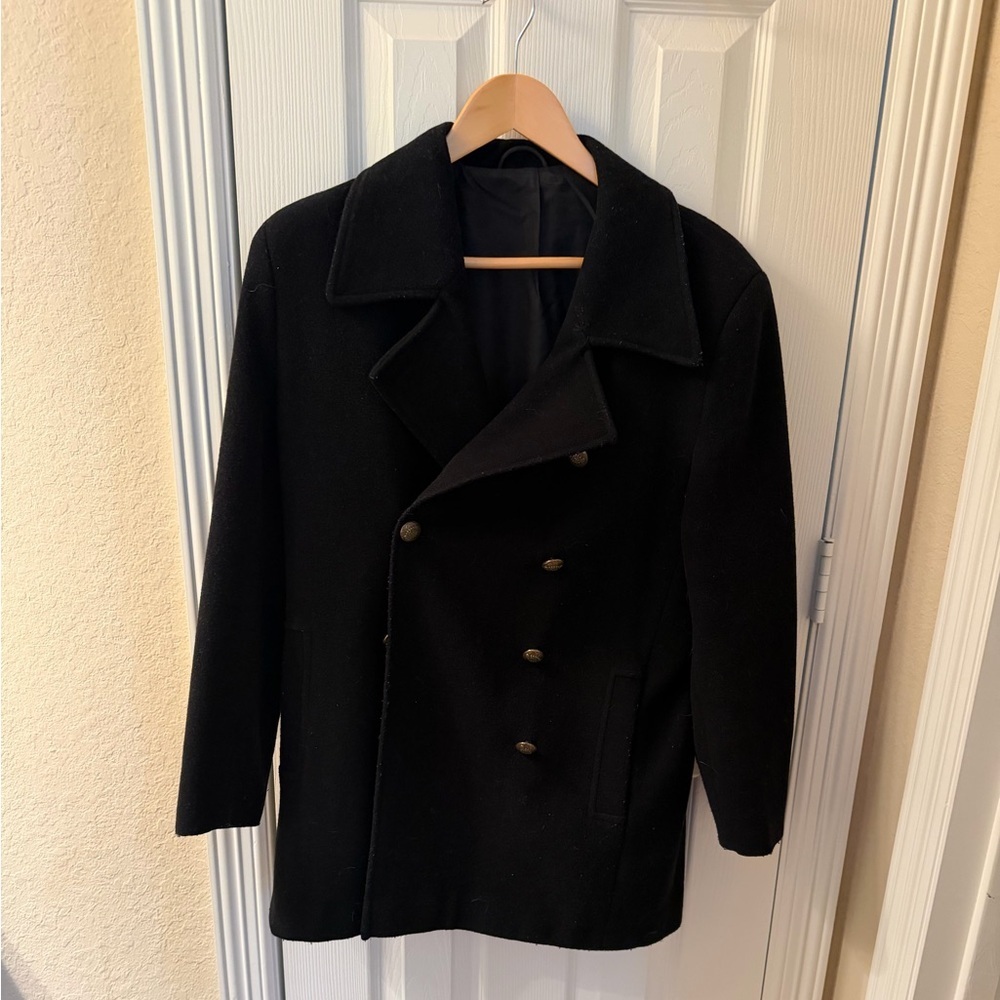Classic Black Double-Breasted Womens Coat